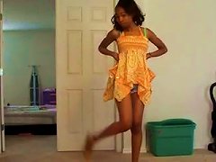 A Slim Teenager Dancing Enticingly In An Amateur Video, Alone.